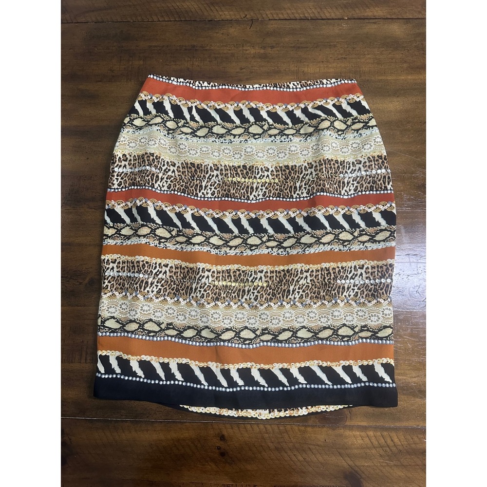 Silk Club Collection Womens 100% Silk Animal Print‎ Sequin Pencil Skirt Size 12